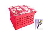 New Pink Milk Crate Storage Container Ottman Bench Stool with Hello Kitty includes Free Nightlight!