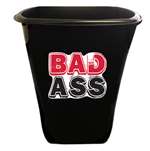 New Black Finish Trash Can Waste Basket featuring Badass Logo