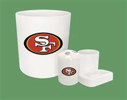 New 4 Piece Bathroom Accessories Set in White featuring San Francisco 49ers NFL Team Logo
