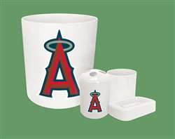 New 4 Piece Bathroom Accessories Set in White featuring Anaheim Angels MLB Team logo!