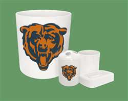 New 4 Piece Bathroom Accessories Set in White featuring Chicago Bears NFL Team Logo