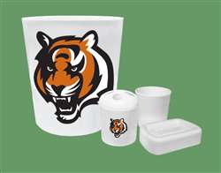 New 4 Piece Bathroom Accessories Set in White featuring Cincinatti Bengals NFL Team Logo