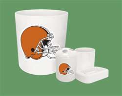 New 4 Piece Bathroom Accessories Set in White featuring Cleveland Browns Helmet NFL Team Logo