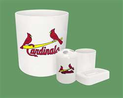 New 4 Piece Bathroom Accessories Set in White featuring St. Louis Cardinals MLB Team logo!