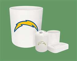 New 4 Piece Bathroom Accessories Set in White featuring Seattle Chargers NFL Team Logo