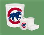 New 4 Piece Bathroom Accessories Set in White featuring Chicago Cubs MLB Team logo!
