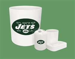 New 4 Piece Bathroom Accessories Set in White featuring New York Jets NFL Team Logo