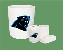 New 4 Piece Bathroom Accessories Set in White featuring Carolina Panthers NFL Team Logo
