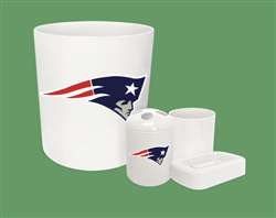 New 4 Piece Bathroom Accessories Set in White featuring New England Patriots NFL Team Logo