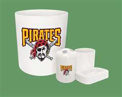 New 4 Piece Bathroom Accessories Set in White featuring Pittsburgh Pirates MLB Team logo!