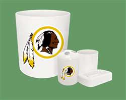 New 4 Piece Bathroom Accessories Set in White featuring Washington Redskins Helmet NFL Team Logo