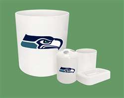 New 4 Piece Bathroom Accessories Set in White featuring Seattle Seahawks NFL Team Logo