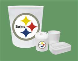 New 4 Piece Bathroom Accessories Set in White featuring Pittsburgh Steelers NFL Team Logo