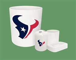 New 4 Piece Bathroom Accessories Set in White featuring Houston Texans NFL Team Logo