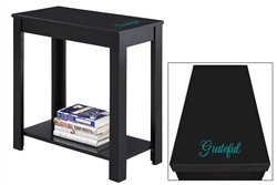 NEW! Inspirational Quote "Grateful" Vinyl Decal on a Black Hardwood Accent Side End Table