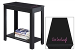NEW! Inspirational Quote "Live, Love, Laugh" Vinyl Decal on a Black Hardwood Accent Side End Table