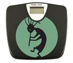 Black Finish Digital Scale Round Toilet Seat w/Aqua Kokopelli Logo