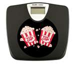 Black Finish Digital Scale Round Toilet Seat w/Black Popcorn Logo