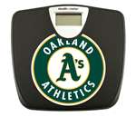 Black Finish Digital Scale Round Toilet Seat w/Oakland Athletics MLB Logo