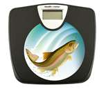 Black Finish Digital Scale Round Toilet Seat w/Trout Logo