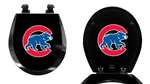 Black Finish Round Toilet Seat w/Chicago Cubs MLB Logo