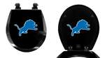 Black Finish Round Toilet Seat w/Detroit Lions NFL Logo