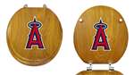 Oak Finish Round Toilet Seat w/Anaheim Angels MLB Logo