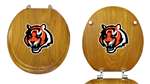 Oak Finish Round Toilet Seat w/Cincinatti Bengals Tiger NFL Logo