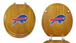 Oak Finish Round Toilet Seat w/Buffalo Bills NFL Logo