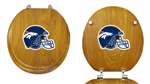 Oak Finish Round Toilet Seat w/Denver Broncos Helmet NFL Logo