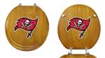 Oak Finish Round Toilet Seat w/Tampa Bay Buccaneers NFL Logo