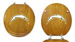 Oak Finish Round Toilet Seat w/San Diego Chargers NFL Logo