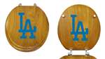 Oak Finish Round Toilet Seat w/Los Angeles Dodgers LA MLB Logo