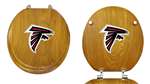 Oak Finish Round Toilet Seat w/Atlanta Falcons NFL Logo