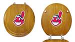Oak Finish Round Toilet Seat w/Cleveland Indians MLB Logo