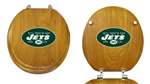 Oak Finish Round Toilet Seat w/New York Jets NFL Logo