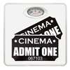 White Finish Dial Scale Round Toilet Seat w/Admit One Movie Ticket Logo