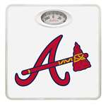 White Finish Dial Scale Round Toilet Seat w/Atlanta Braves MLB Logo