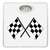 White Finish Dial Scale Round Toilet Seat w/Checkered Flag Racing Logo