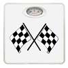 White Finish Dial Scale Round Toilet Seat w/Checkered Flag Racing Logo