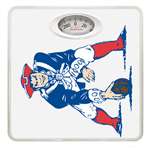White Finish Dial Scale Round Toilet Seat w/New England Patriots NFL Team Old Style Logo