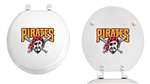 White Finish Round Toilet Seat w/Pittsburgh Pirates MLB Logo