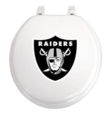 White Finis Round Toilet Seat w/Oakland Raiders NFL Logo
