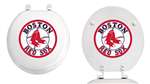 White Finish Round Toilet Seat w/Boston Red Sox MLB Logo