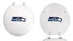 White Finish Round Toilet Seat w/Seattle Seahawks NFL Logo