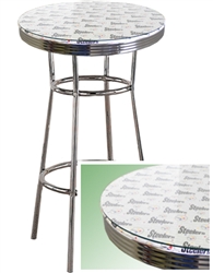 PITTSBURGH STEELERS WHITE GLASS TOP CHROME METAL FINISH BISTRO PUB BAR TABLE