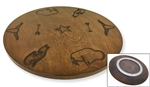 Western Themed Authentic Iron-Branded 18" Walnut Solid Wood Lazy Susan Turntable - Great for the Kitchen, RV or Man Cave!