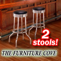 2 Chrome Black Commercial Strong Swivel Restaurant Barstools man cave mancave