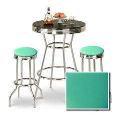 aqua green barstools chrome table black white round bar stools stool swivels foot rest ring cushion seat cave man chair chairs diner metal dining finish pad padded pub pubstools restaurant