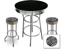 stripes print animal faux fur barstools chrome table black white round bar stools stool swivels foot rest ring cushion seat cave man chair chairs diner metal dining finish pad padded pub pubstools restaurant